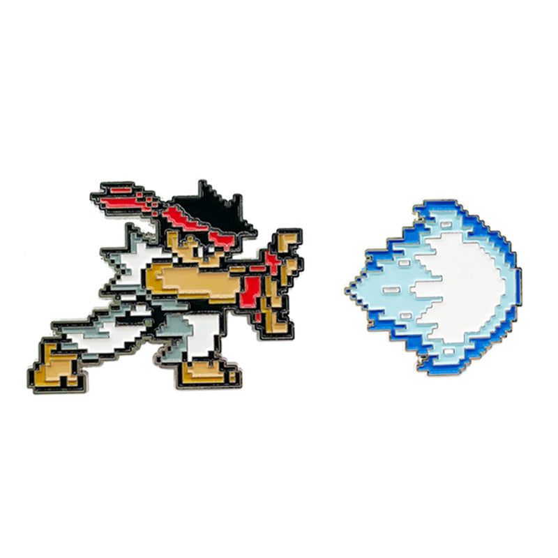 Enamel Pin: Ryu & Hadouken | Game Grid - Logan