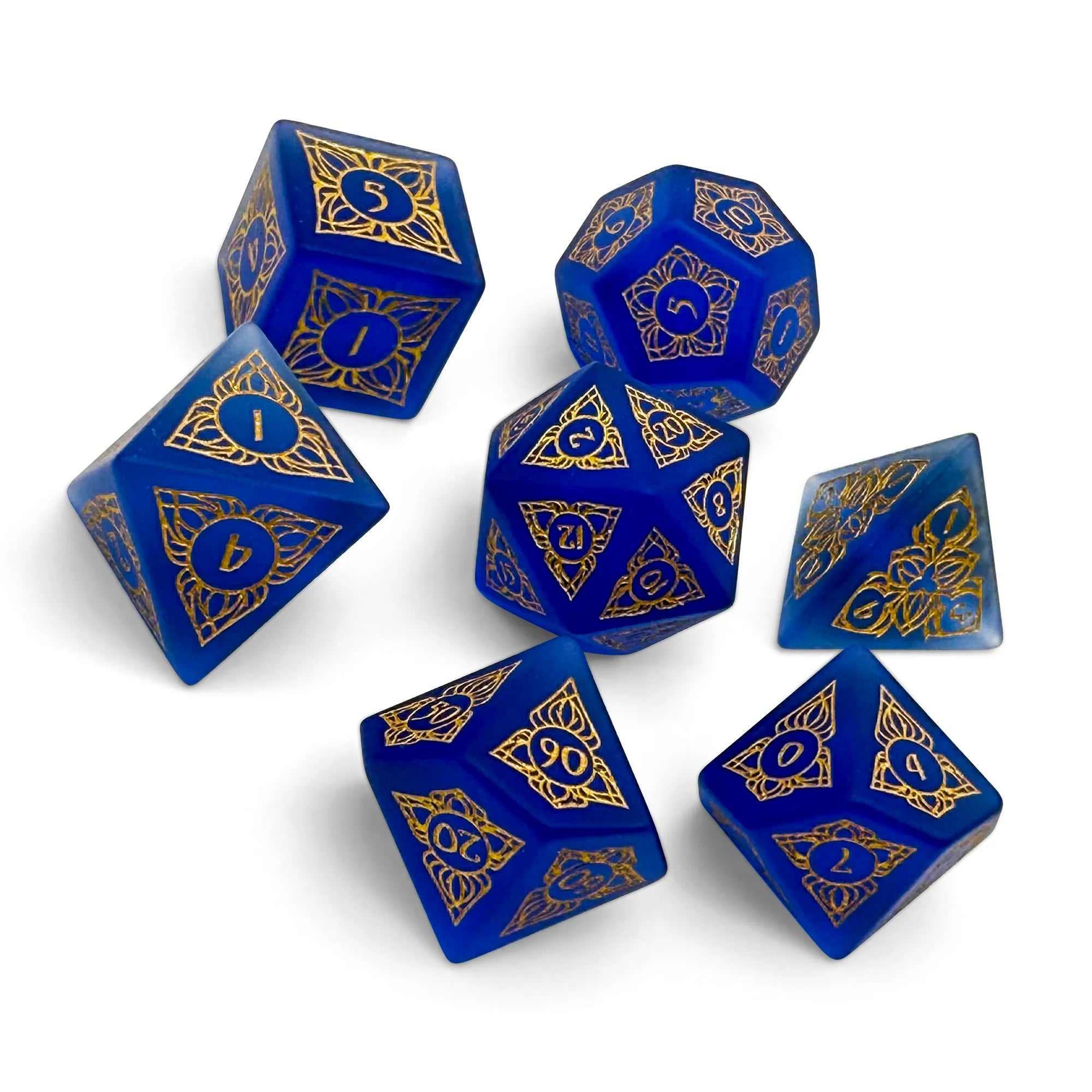 Gemstone RPG Dice Set: Sylvan Weaver - Frosted Sapphire Zircon | Game Grid - Logan