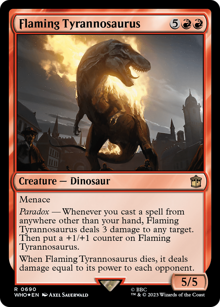 Flaming Tyrannosaurus (Surge Foil) [Doctor Who] | Game Grid - Logan