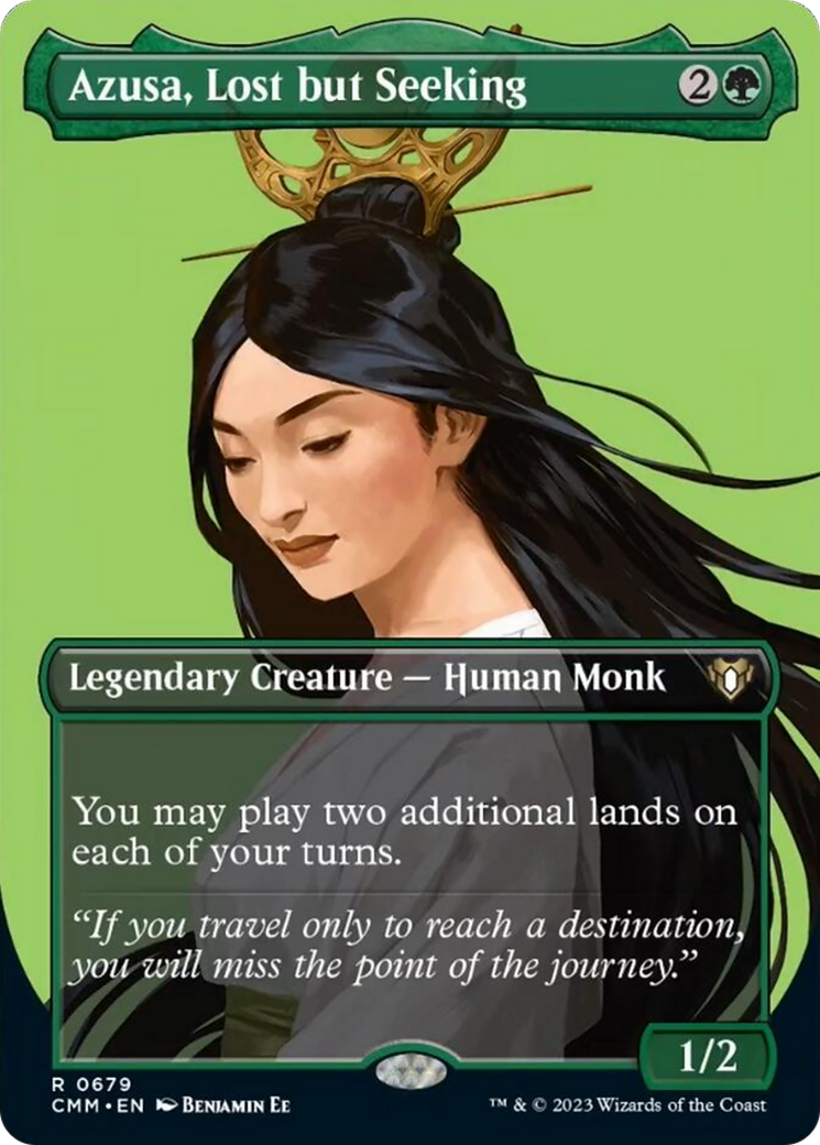 Azusa, Lost but Seeking (Borderless Profile) [Commander Masters] | Game Grid - Logan