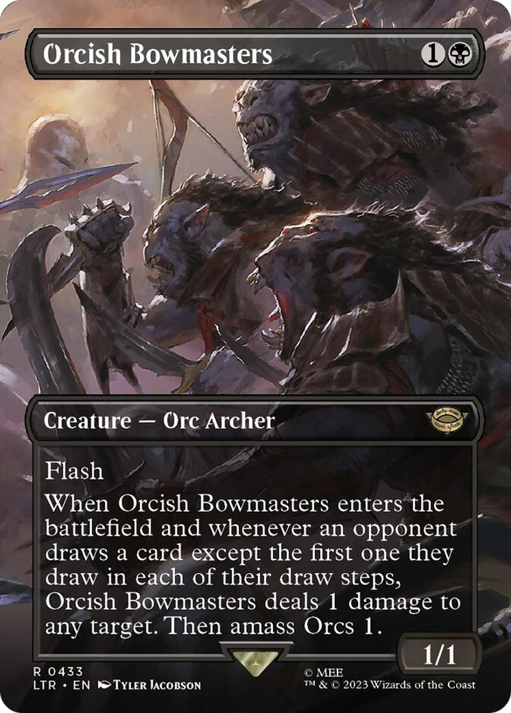 Orcish Bowmasters (Borderless Alternate Art) [The Lord of the Rings: Tales of Middle-Earth] | Game Grid - Logan