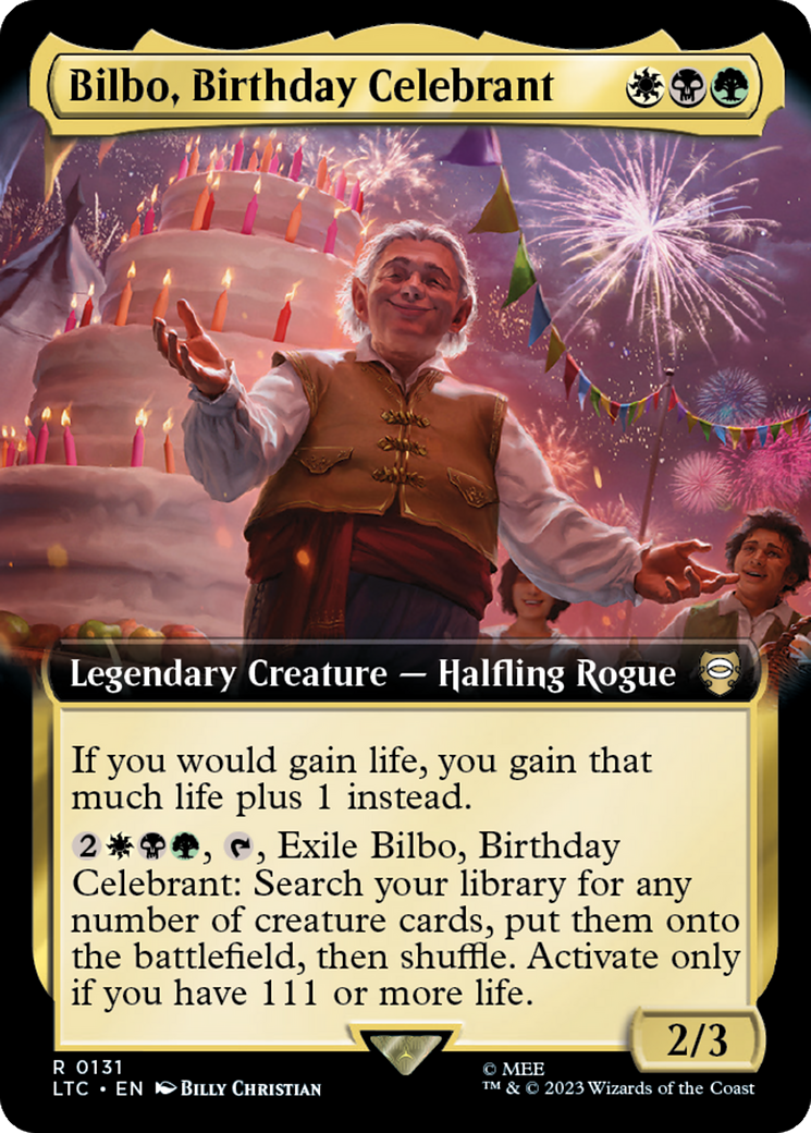 Bilbo, Birthday Celebrant (Extended Art) [The Lord of the Rings: Tales of Middle-Earth Commander] | Game Grid - Logan