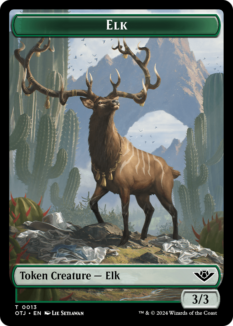 Treasure // Elk Double-Sided Token [Outlaws of Thunder Junction Tokens] | Game Grid - Logan