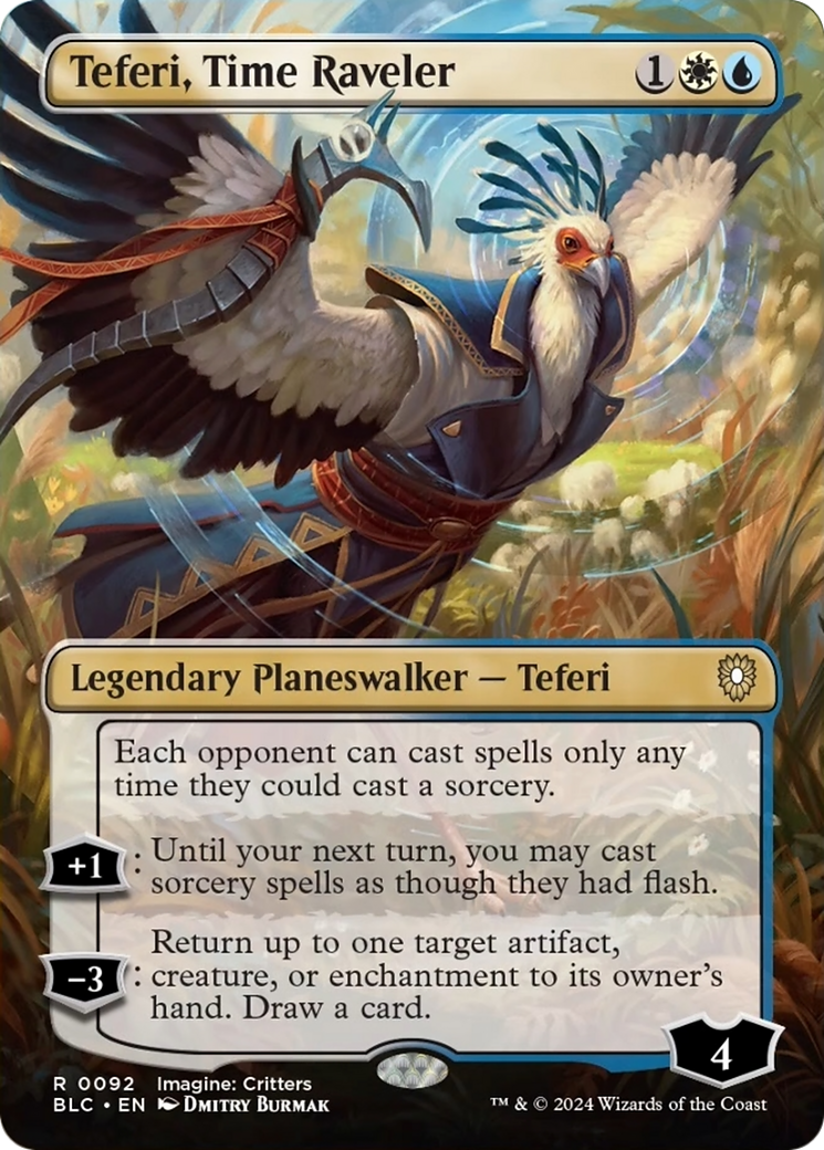 Teferi, Time Raveler (Borderless) [Bloomburrow Commander] | Game Grid - Logan