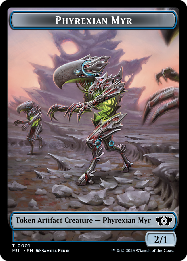 Phyrexian Myr // Wrenn and Realmbreaker Emblem Double-Sided Token [March of the Machine Tokens] | Game Grid - Logan