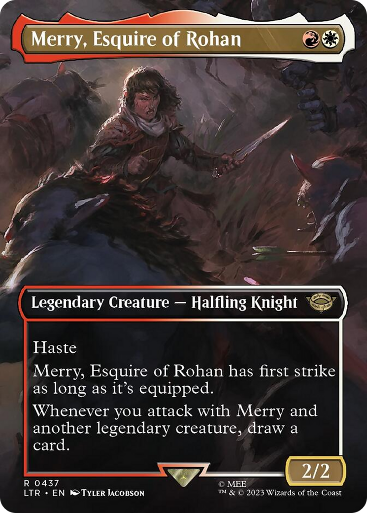 Merry, Esquire of Rohan (Borderless Alternate Art) [The Lord of the Rings: Tales of Middle-Earth] | Game Grid - Logan