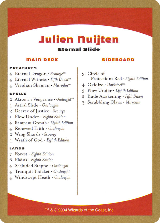 Julien Nuijten Decklist [World Championship Decks 2004] | Game Grid - Logan