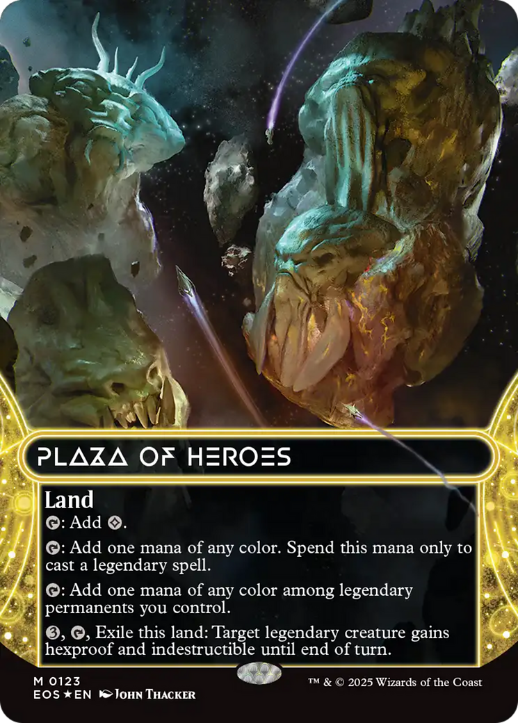 Plaza of Heroes (0123) (Borderless) (Galaxy Foil) [Edge of Eternities: Stellar Sights] | Game Grid - Logan