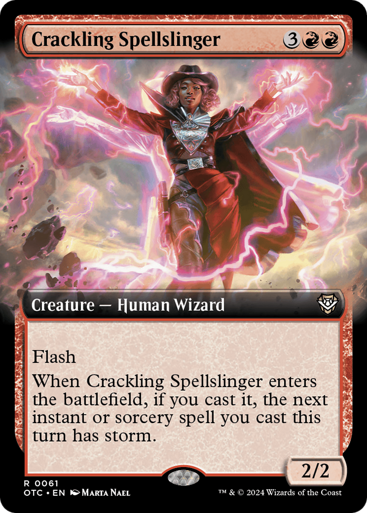 Crackling Spellslinger (Extended Art) [Outlaws of Thunder Junction Commander] | Game Grid - Logan