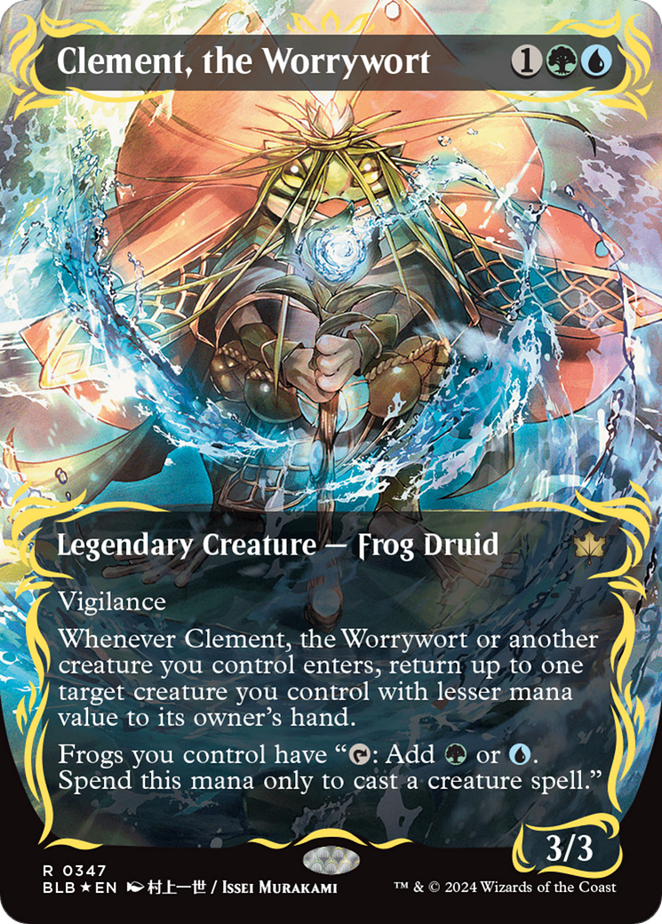 Clement, the Worrywort (Borderless) (Raised Foil) [Bloomburrow] | Game Grid - Logan