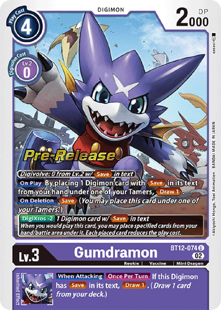 Gumdramon [BT12-074] [Across Time Pre-Release Cards] | Game Grid - Logan