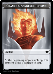 Chandra, Awakened Inferno Emblem // Wizard Double-Sided Token [Commander Masters Tokens] | Game Grid - Logan