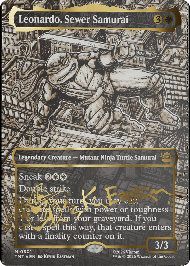 Leonardo, Sewer Samurai (Borderless) (Gold-Stamped Signature) [Teenage Mutant Ninja Turtles] | Game Grid - Logan