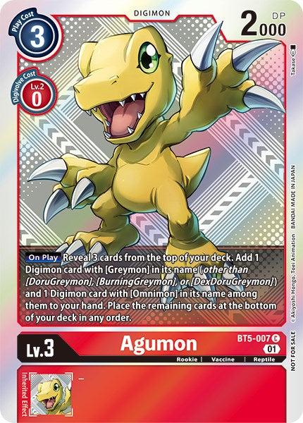 Agumon [BT5-007] (New Awakening Pre-Release Tournament Winner Card) [New Awakening Pre-Release Promos] | Game Grid - Logan