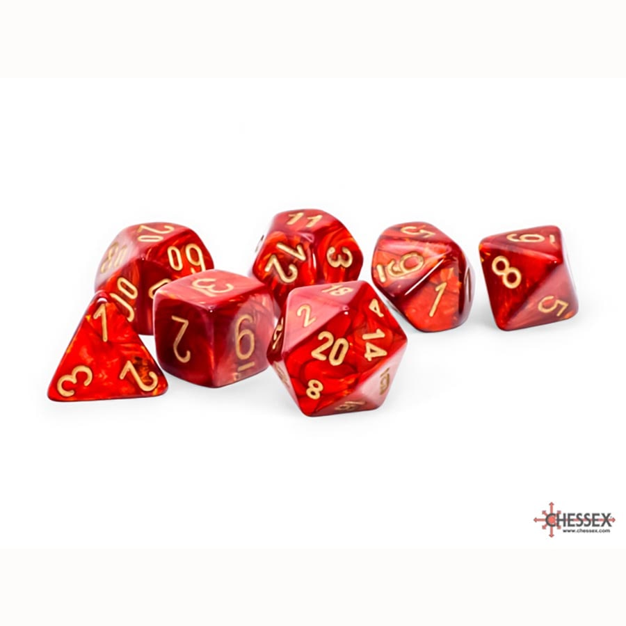 Mega RPG Dice Set: Scarab - Scarlet/Gold | Game Grid - Logan
