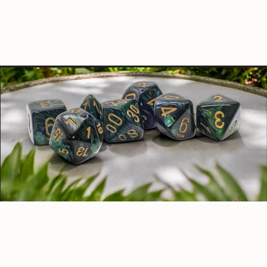 Mega RPG Dice Set: Scarab - Jade/Gold | Game Grid - Logan