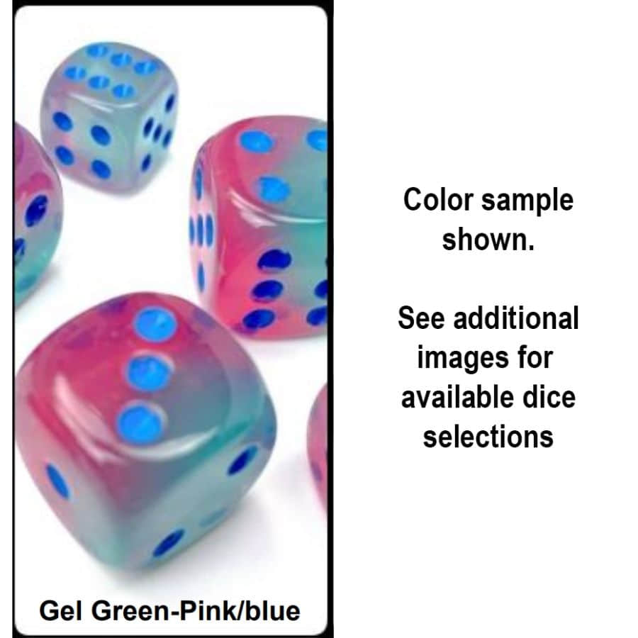 Chessex: Borealis Gemini Gel Green - Pink/Blue - 7 dice set | Game Grid - Logan