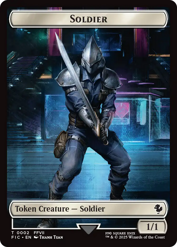 Soldier // Rebel Double-Sided Token (Surge Foil) [FINAL FANTASY Commander Tokens] | Game Grid - Logan