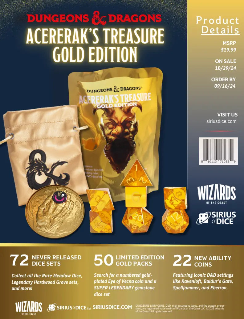 Acererak's Treasure: Mystery Dice Set Gold Edition | Game Grid - Logan