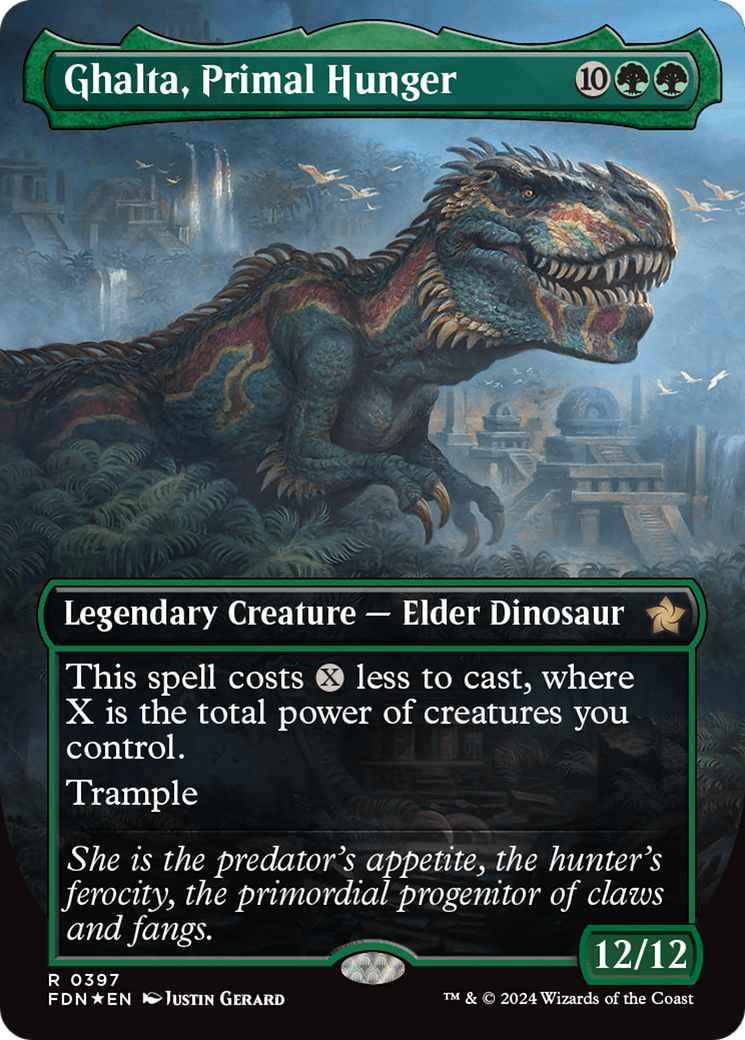 Ghalta, Primal Hunger (Borderless) (Mana Foil) [Foundations] | Game Grid - Logan