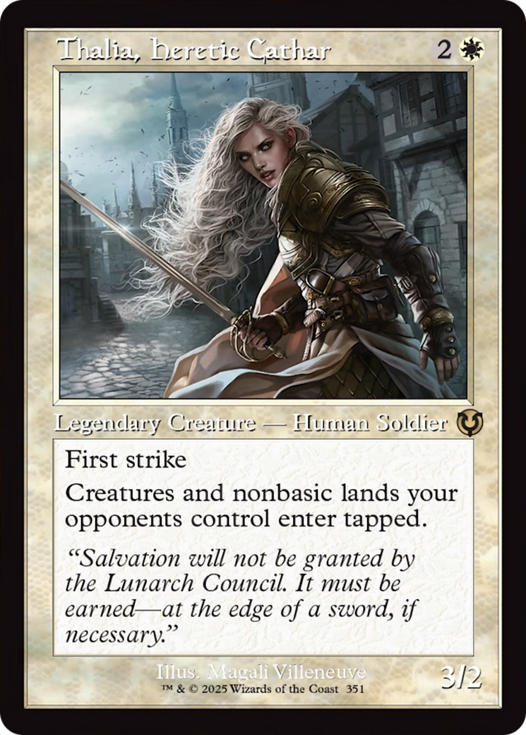 Thalia, Heretic Cathar (Retro Frame) [Innistrad Remastered] | Game Grid - Logan