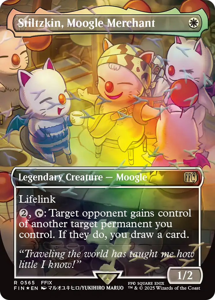 Stiltzkin, Moogle Merchant (Borderless) (Chocobo Track Foil) [FINAL FANTASY] | Game Grid - Logan