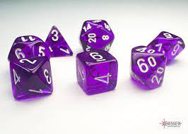 Mini RPG Dice Set: Translucent - Purple/White | Game Grid - Logan