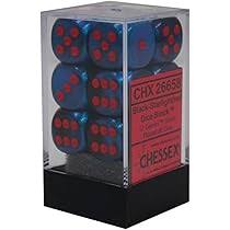16mm D6 Brick: Gemini - Black Starlight/Red (12) | Game Grid - Logan