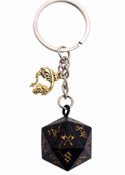 D20 Keychain: Barbarian - Matt Black | Game Grid - Logan