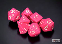 Chessex: opaque Pink/White 7-die set | Game Grid - Logan