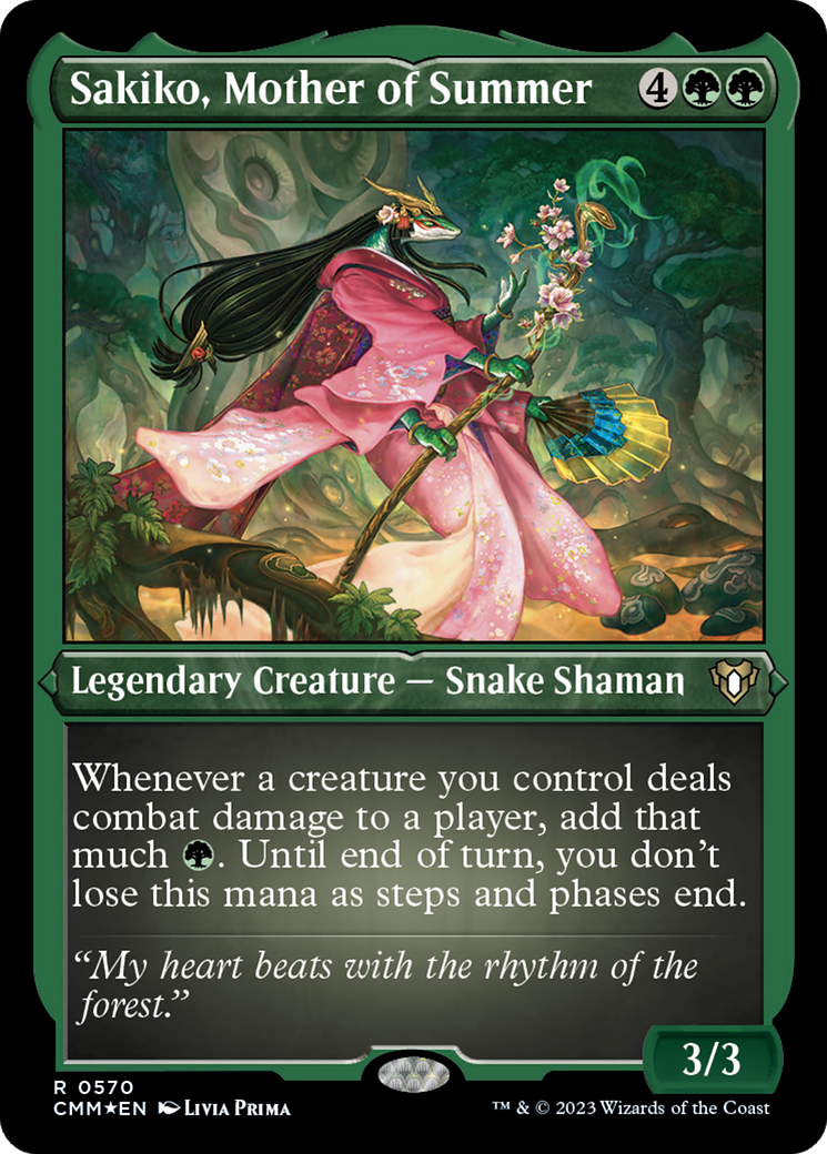 Sakiko, Mother of Summer (Foil Etched) [Commander Masters] | Game Grid - Logan