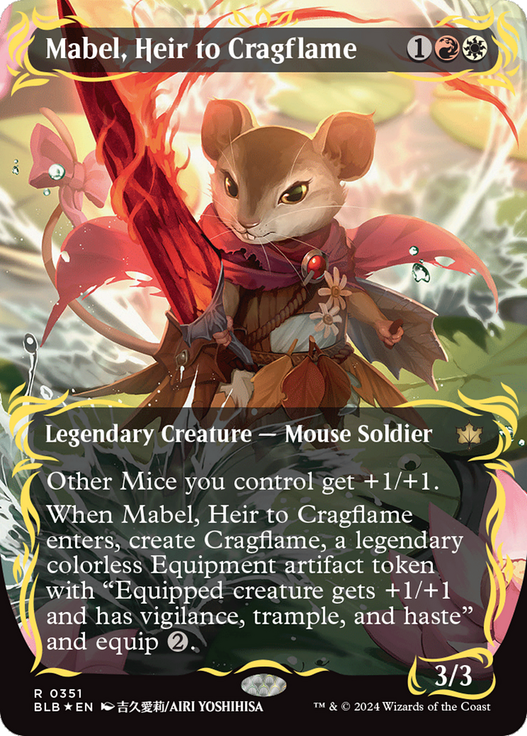 Mabel, Heir to Cragflame (Borderless) (Raised Foil) [Bloomburrow] | Game Grid - Logan