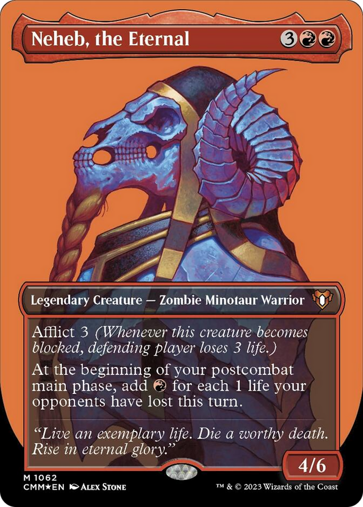 Neheb, the Eternal (Borderless Textured Foil Frame Break) [Commander Masters] | Game Grid - Logan