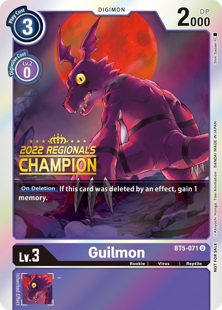 Guilmon [BT5-071] (2022 Championship Offline Regional) (Online Champion) [Battle of Omni Promos] | Game Grid - Logan