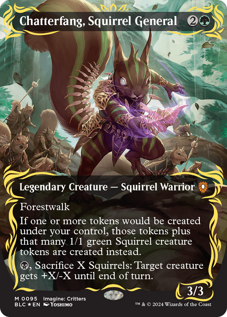 Chatterfang, Squirrel General (Borderless) (Raised Foil) [Bloomburrow Commander] | Game Grid - Logan