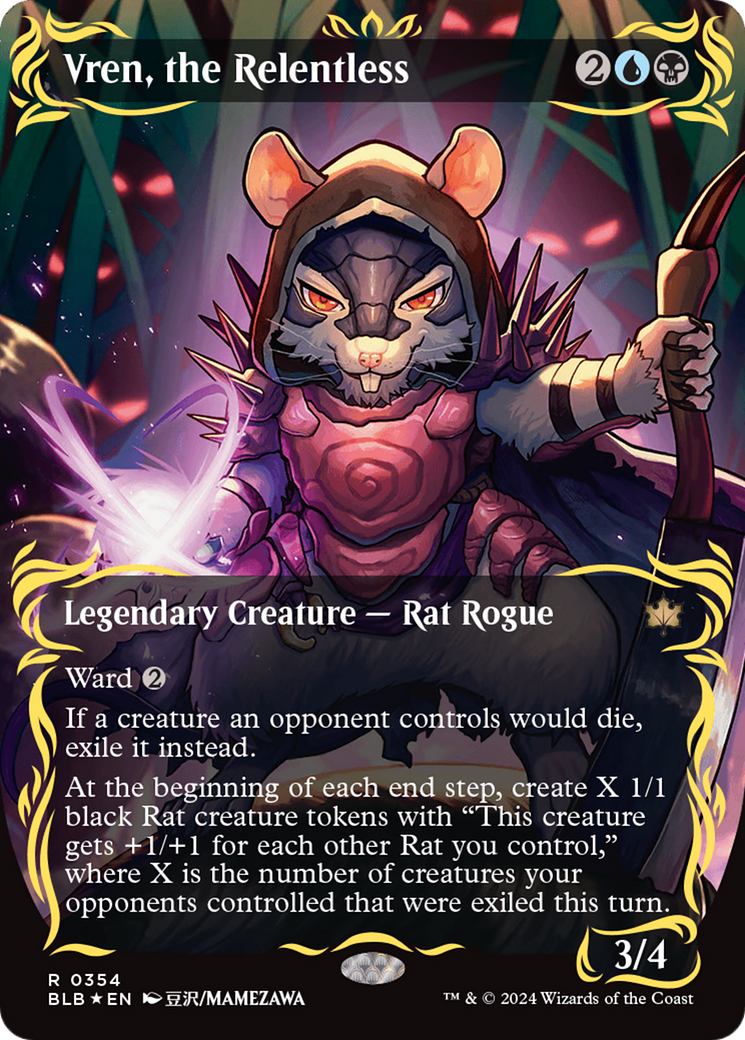 Vren, the Relentless (Borderless) (Raised Foil) [Bloomburrow] | Game Grid - Logan