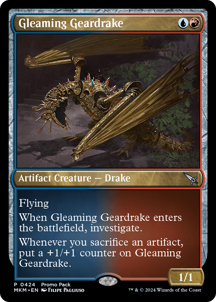 Gleaming Geardrake (Promo Pack) [Murders at Karlov Manor Promos] | Game Grid - Logan