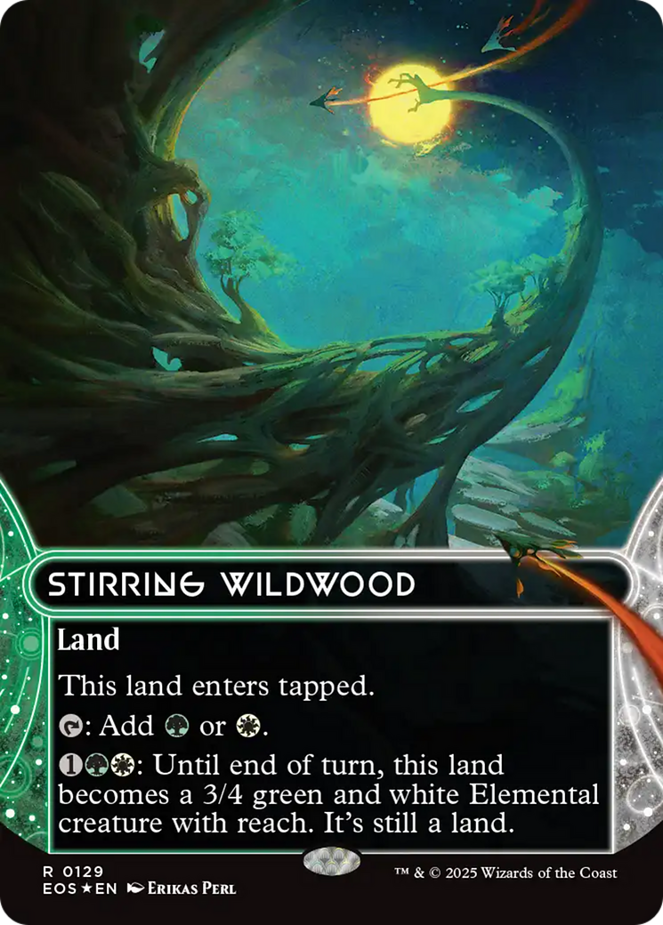 Stirring Wildwood (0129) (Borderless) (Galaxy Foil) [Edge of Eternities: Stellar Sights] | Game Grid - Logan