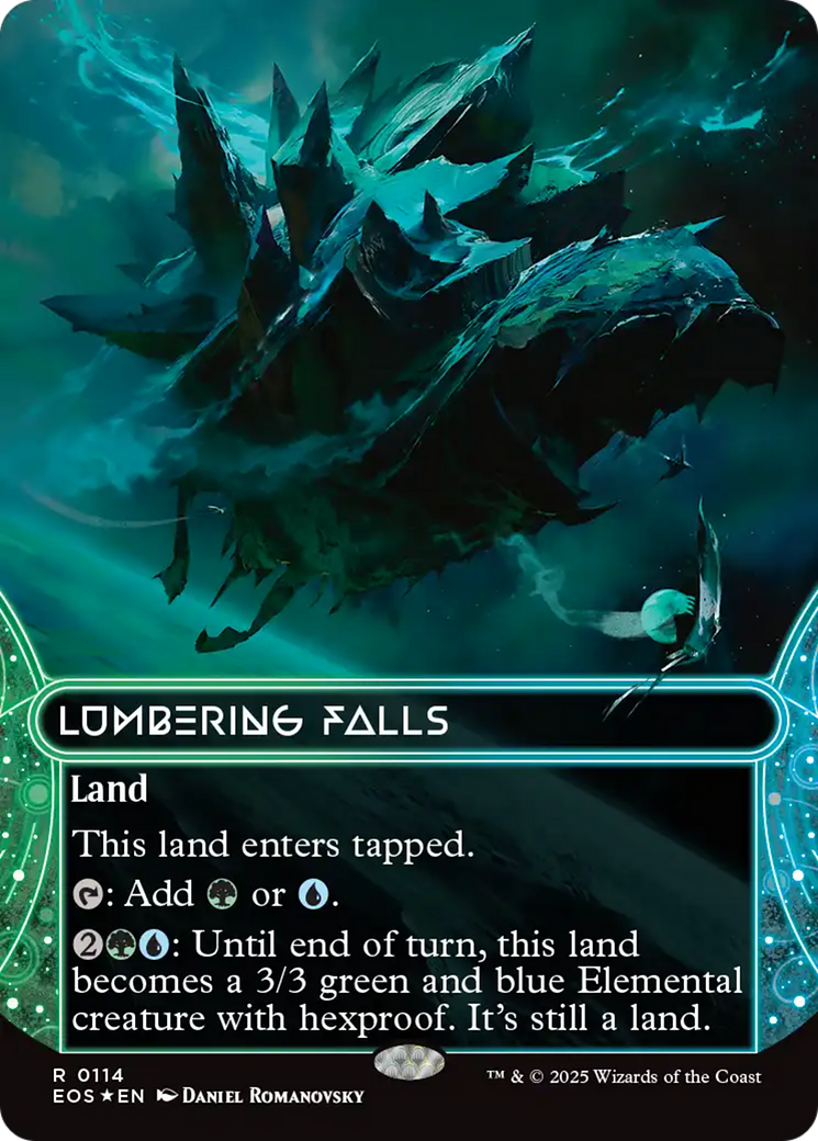 Lumbering Falls (0114) (Borderless) (Galaxy Foil) [Edge of Eternities: Stellar Sights] | Game Grid - Logan