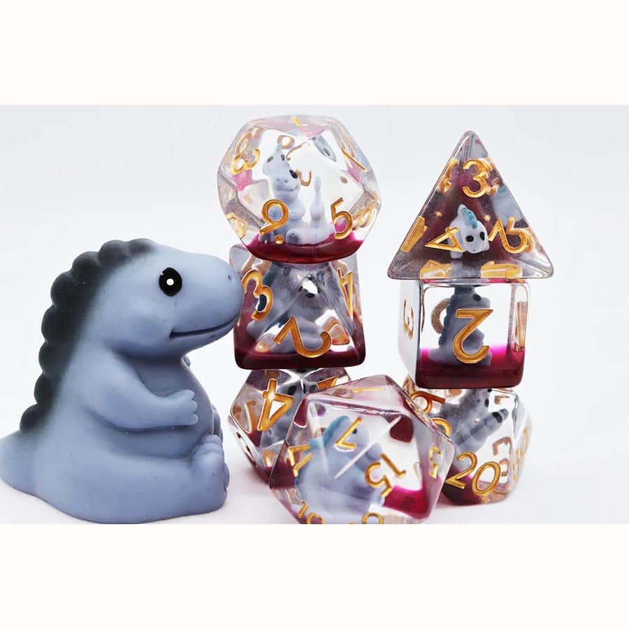 RPG Dice Set: Gray T-Rex | Game Grid - Logan