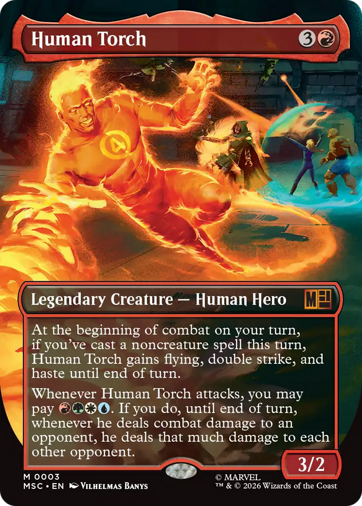 Human Torch (Borderless) [Marvel Super Heroes Commander] | Game Grid - Logan