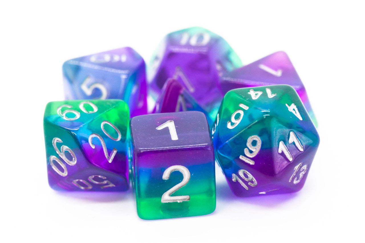 Old School: Gradients - Translucent Blue Aurora Dice Set | Game Grid - Logan