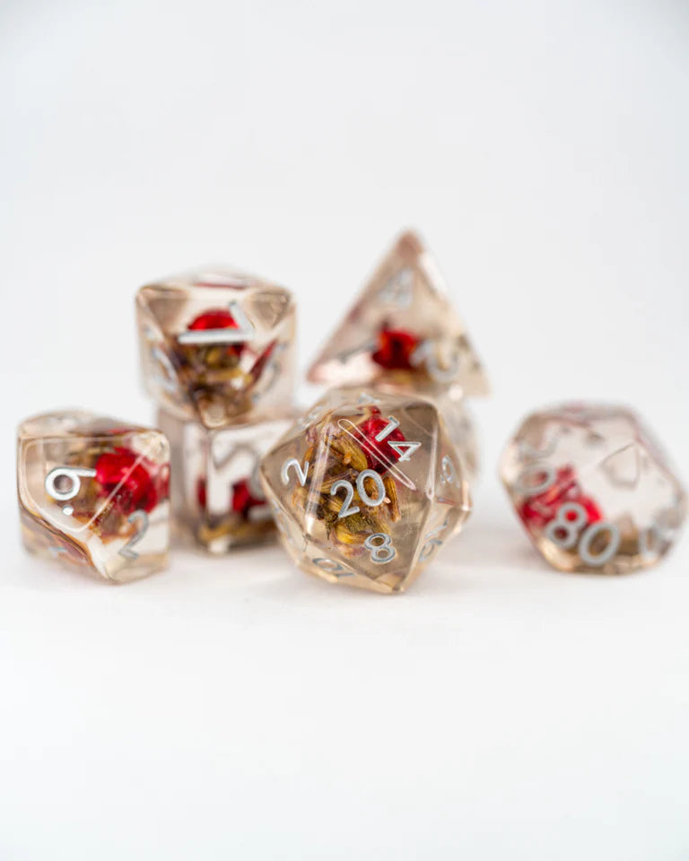 Acrylic RPG Dice Set: Rosehip and Wheat | Game Grid - Logan