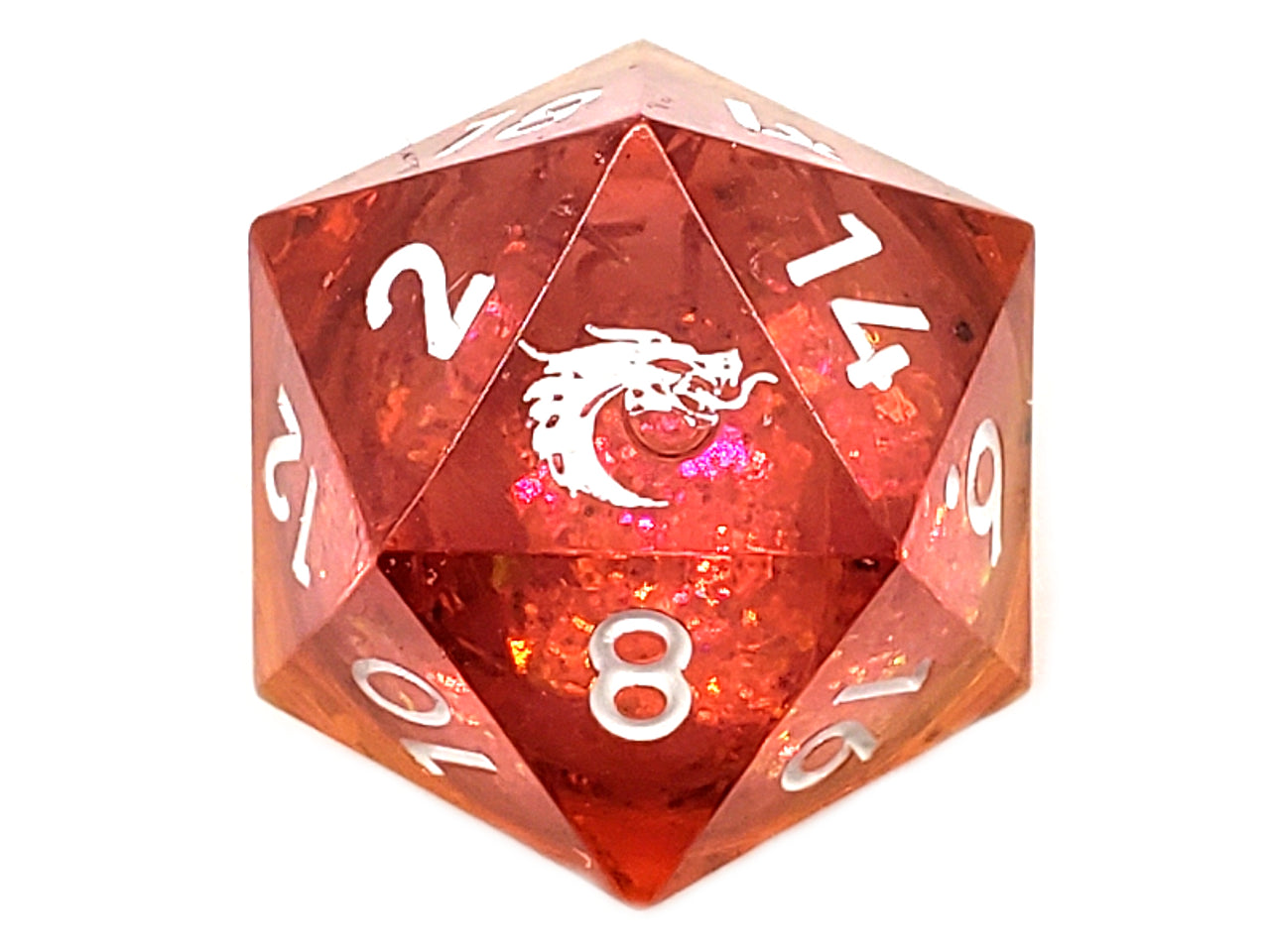 Sharp Edged 22mm D20: Liquid Core - Sunrise Fury | Game Grid - Logan