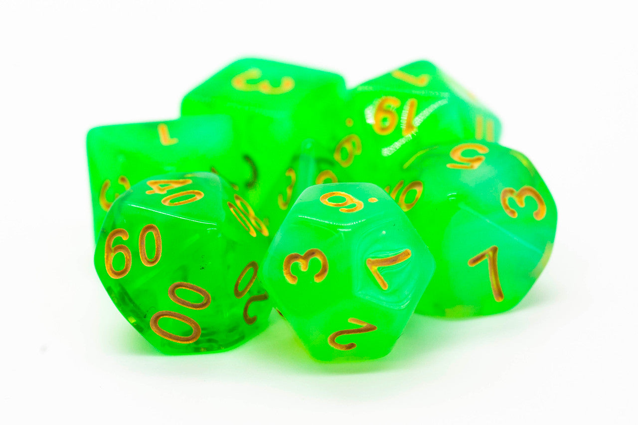 Old School: Nebula - Lightning Green Dice Set | Game Grid - Logan