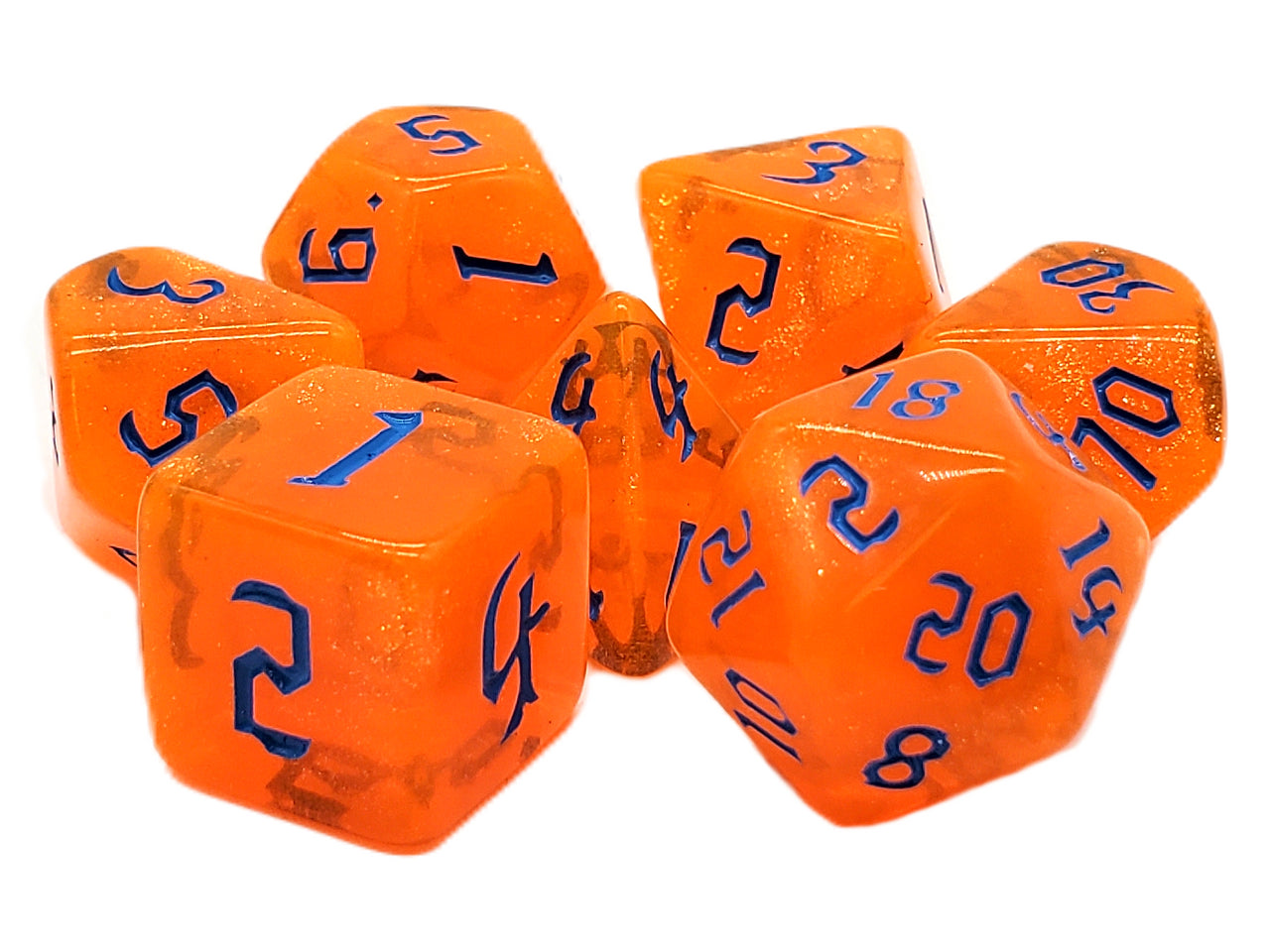 Old School: Galaxy - Orange Shimmer Dice Set | Game Grid - Logan