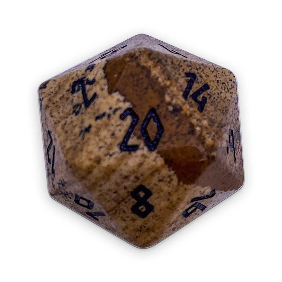 30MM Gemstone D20 Boulder: Picture Jasper | Game Grid - Logan