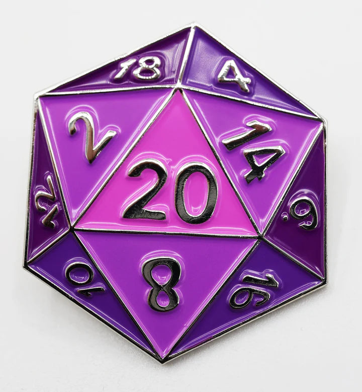Enamel Pin: Purple D20 | Game Grid - Logan