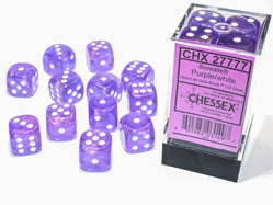 Chessex D6 Brick - Borealis Purple/White (12 Count) | Game Grid - Logan