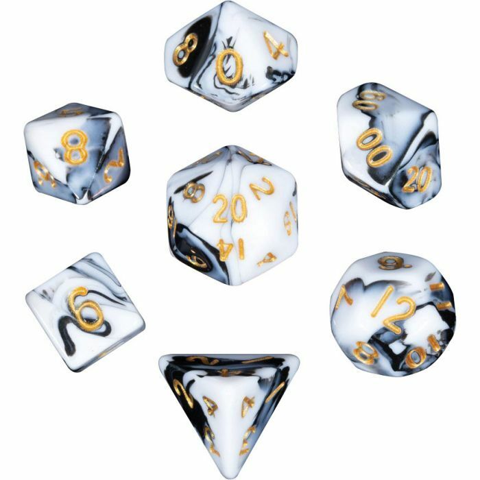 Mini RPG Dice Set: Marble/Gold | Game Grid - Logan